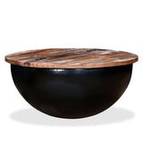 Coffee Table Solid Reclaimed Wood Black Bowl Shape