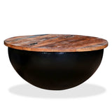 Coffee Table Solid Reclaimed Wood Black Bowl Shape - Low Angle