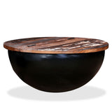 Coffee Table Solid Reclaimed Wood Black Bowl Shape - Extra Image