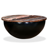 Coffee Table Solid Reclaimed Wood Black Bowl Shape - Extra Image