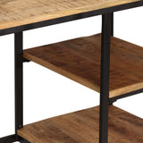 Desk with Folding Stool Solid Mango Wood 115x50x76 cm - Top-Down View