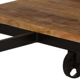 Desk with Folding Stool Solid Mango Wood 115x50x76 cm