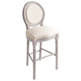 Bar Chairs 2 pcs White Linen - Side View
