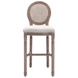 Bar Chairs 2 pcs White Linen - Side View