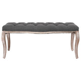 Bench Linen Solid Wood 110x38x48 cm Dark Grey - Front View