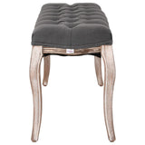 Bench Linen Solid Wood 110x38x48 cm Dark Grey - Side View