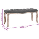 Bench Linen Solid Wood 110x38x48 cm Dark Grey - Rear View