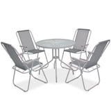 6 Piece Outdoor Dining Set Steel and Textilene Grey - Front View
