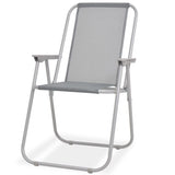 6 Piece Outdoor Dining Set Steel and Textilene Grey - Rear View