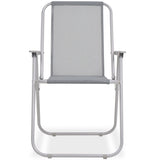 6 Piece Outdoor Dining Set Steel and Textilene Grey - Close-Up Angle