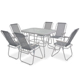 8 Piece Outdoor Dining Set Steel and Textilene Grey - Front View