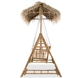2-Seater Swing Bench with Palm Leaves Bamboo 202 cm - Side View