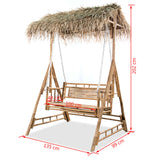 2-Seater Swing Bench with Palm Leaves Bamboo 202 cm - Rear View