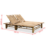 2-Person Sun Lounger Bamboo - Close-Up Angle