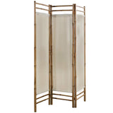 Folding 3-Panel Room Divider Bamboo and Canvas 120 cm - Side View