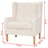 Armchair Cream White Fabric - Close-Up Angle