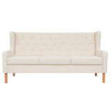 3-Seater Sofa Fabric Cream White