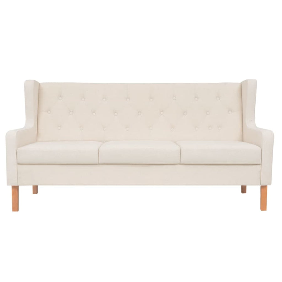 3-Seater Sofa Fabric Cream White