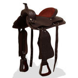 Western Saddle, Headstall&Breast Collar Real Leather 15" Brown