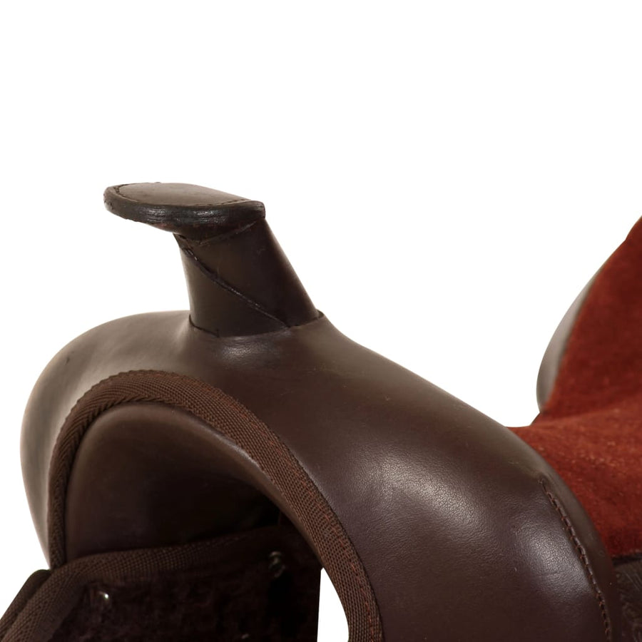 Western Saddle, Headstall&Breast Collar Real Leather 15" Brown