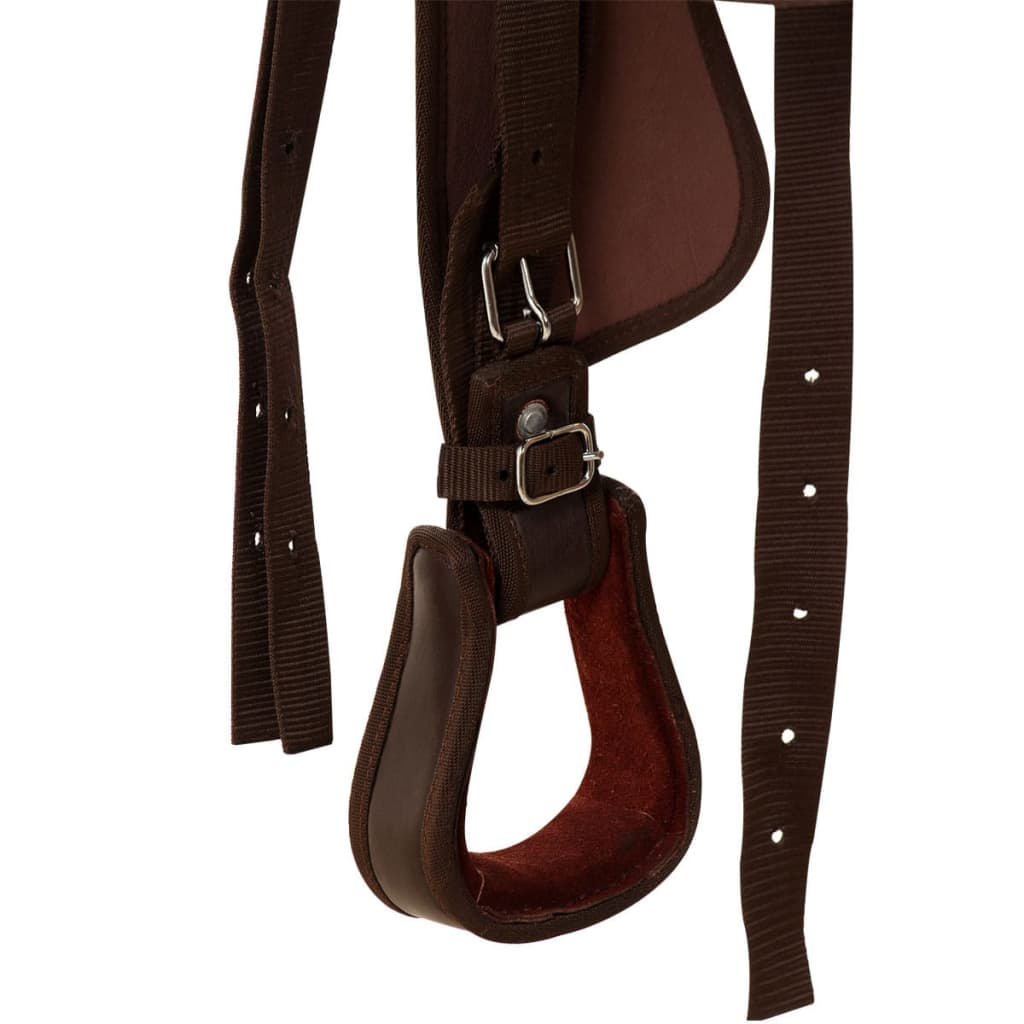 Western Saddle, Headstall&Breast Collar Real Leather 15" Brown