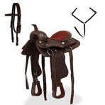 Western Saddle, Headstall&Breast Collar Real Leather 12" Brown
