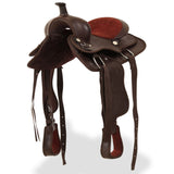 Western Saddle, Headstall&Breast Collar Real Leather 13" Brown