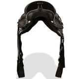 Western Saddle, Headstall&Breast Collar Real Leather 16" Black
