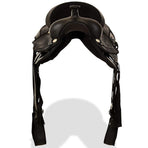 Western Saddle, Headstall&Breast Collar Real Leather 16" Black