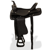 Western Saddle, Headstall&Breast Collar Real Leather 17" Black