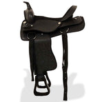 Western Saddle, Headstall&Breast Collar Real Leather 17" Black