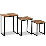 3 Piece Nesting Coffee Table Set Solid Reclaimed Teak - Side View