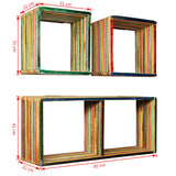 Wall Shelf Set 3 pcs Multicolour Solid Reclaimed Teak - Close-Up Angle
