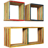 Wall Shelf Set 3 pcs Multicolour Solid Reclaimed Teak - Extra Image