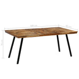 Dining Table Reclaimed Teak and Steel 180x90x76 cm - Low Angle