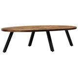 Coffee Table Solid Reclaimed Teak Oval 120x60x30 cm - Front View