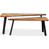 Coffee Table Set 2 Pieces Reclaimed Teak - Top-Down View