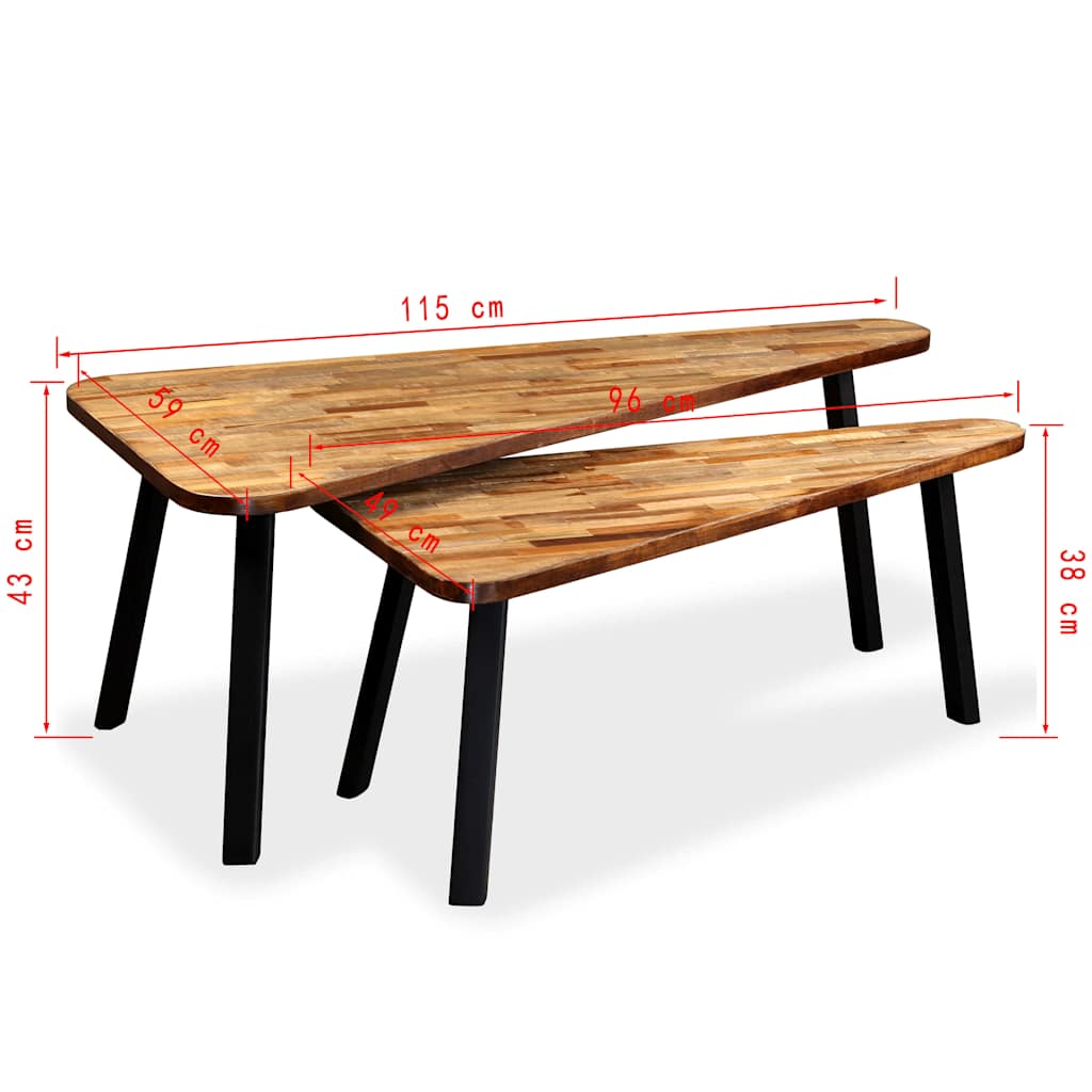 Coffee Table Set 2 Pieces Reclaimed Teak
