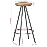 Bar Stools 2 pcs Solid Reclaimed Wood - Low Angle