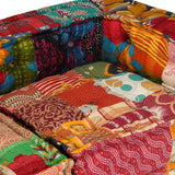 2-Seater Modular Pouffe Patchwork Fabric - Extra Image
