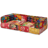 2-Seater Modular Pouffe Patchwork Fabric - Side View