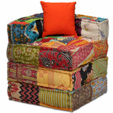 2-Seater Modular Pouffe Patchwork Fabric - Rear View