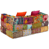 2-Seater Modular Pouffe Patchwork Fabric - Extra Image