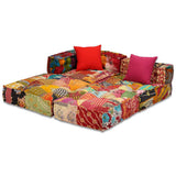 3-Seater Modular Pouffe Patchwork Fabric - Top-Down View