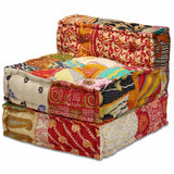 3-Seater Modular Pouffe Patchwork Fabric - Extra Image