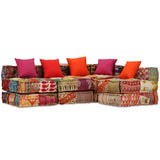 4-Seater Modular Pouffe Patchwork Fabric
