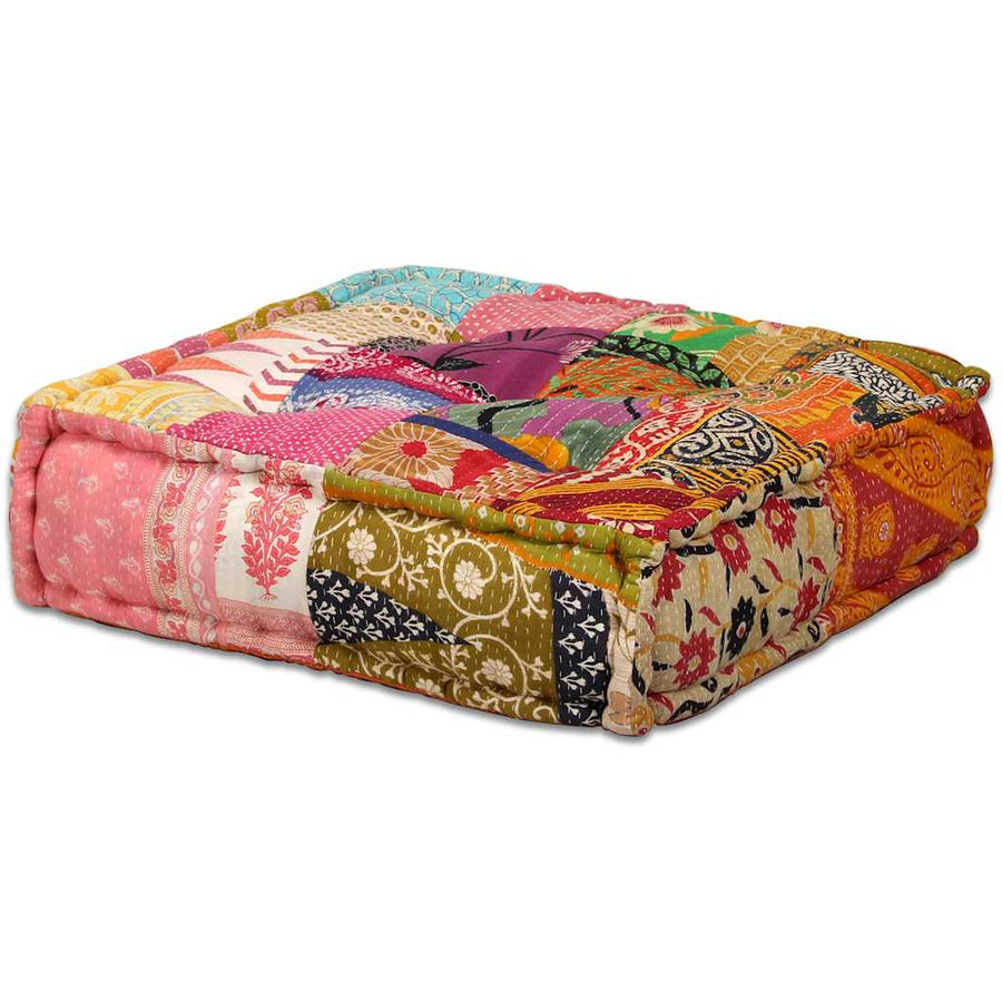 4-Seater Modular Pouffe Patchwork Fabric