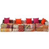 4-Seater Modular Pouffe Patchwork Fabric - Side View