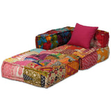 4-Seater Modular Pouffe Patchwork Fabric - Top-Down View