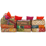 4-Seater Modular Pouffe Patchwork Fabric - Rear View